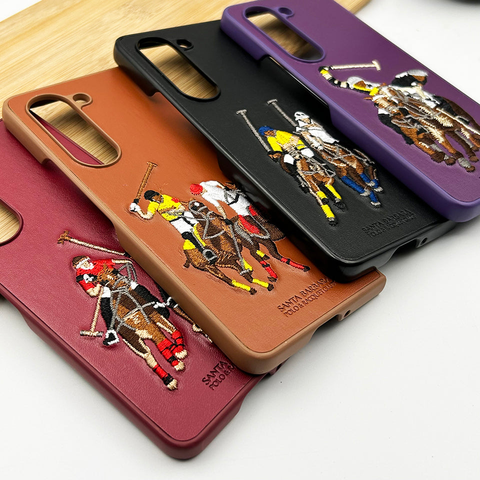 Samsung Galaxy Z Fold 5 Santabarbara Polo Jockey Leather Stitched Case
