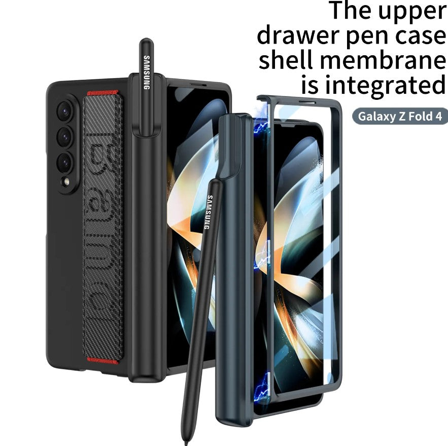 Samsung Galaxy Z Fold 3 Kicktand Wristband Case Pen Holder & Front Screen Guard