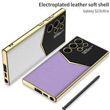 Samsung Galaxy S23 Ultra Luxury Electroplated Leather Case Cover