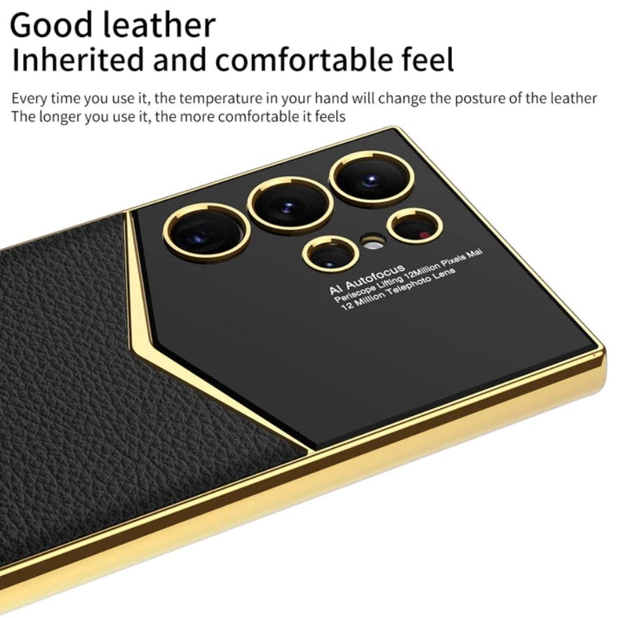 Samsung Galaxy S24 Ultra Luxury Electroplated Leather Case Cover