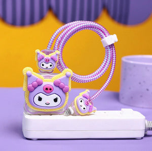 Cute Kawaii Cat Transparent Cable Protector and Adapter Case For iPhone Charger