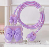 Bow Theme Transparent Cable Protector and Adapter Case For iPhone Charger