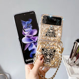 Samsung Galaxy Z Flip 4 Diamond Bling Glitter Leopard Case With Sling