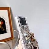 Samsung Galaxy Z Flip 4 Diamond Bling Glitter Leopard Case With Sling