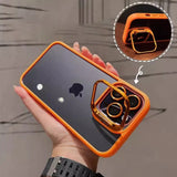 iPhone Hollow Flipping Bracket Case Cover With Camera Protection Lens Orange Edition