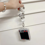 Samsung Galaxy Z Flip 5 Red Floral Tulip Mirror Case With Pearl Holder