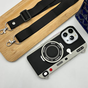 iPhone 3D Cool Retro Camera Design Silicone Case Cover With Strap