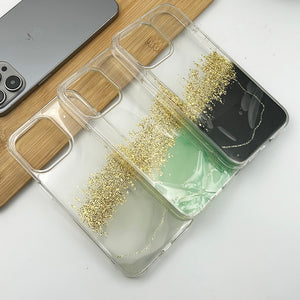 iPhone 15 Series TPU Marble Glitter Shimmer Case Cover