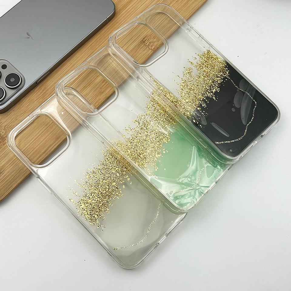 iPhone 15 Series TPU Marble Glitter Shimmer Case Cover