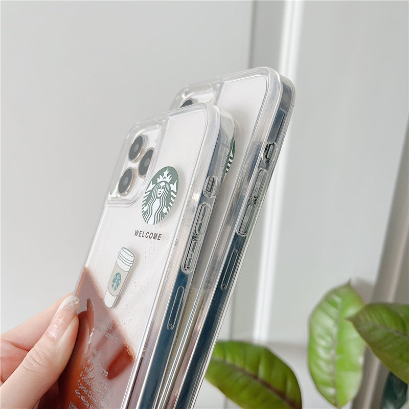 iPhone 15 Series StarBucks Liquid Coffee Floating Cup Case Cover