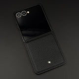 Luxury Brand MB Logo Case for Samsung Galaxy Z Flip 7 | Premium Textured Leather Edition