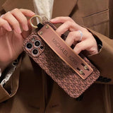 iPhone 15 Series Luxury Brand MK Strap Holder Belt Case Cover