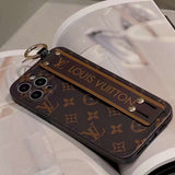 iPhone 15 Series Luxury Brand Strap Belt Case Cover Brown