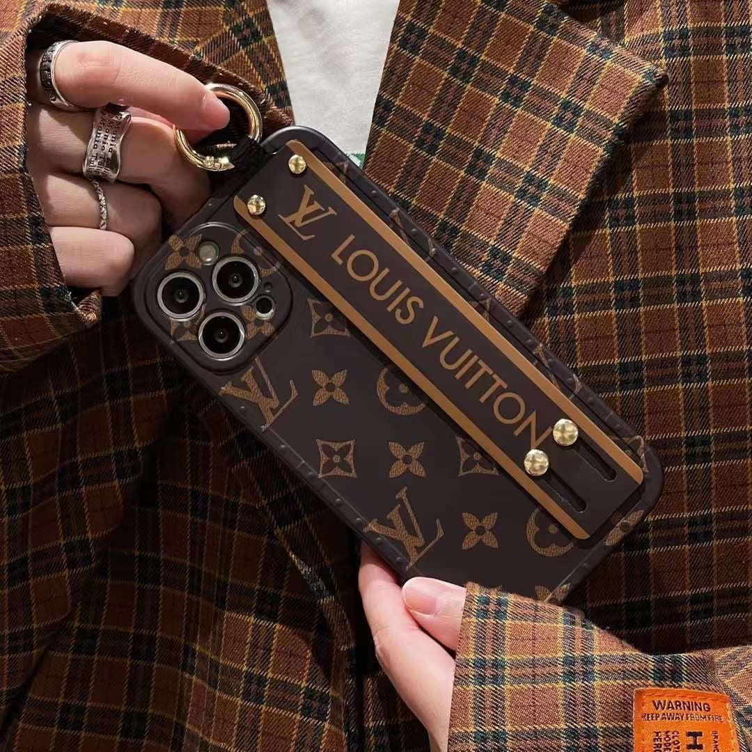 iPhone 15 Series Luxury Brand Strap Belt Case Cover Brown