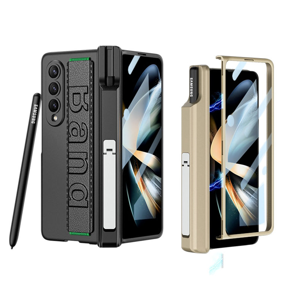 Samsung Galaxy Z Fold 3 Kicktand Wristband Case Pen Holder & Front Screen Guard