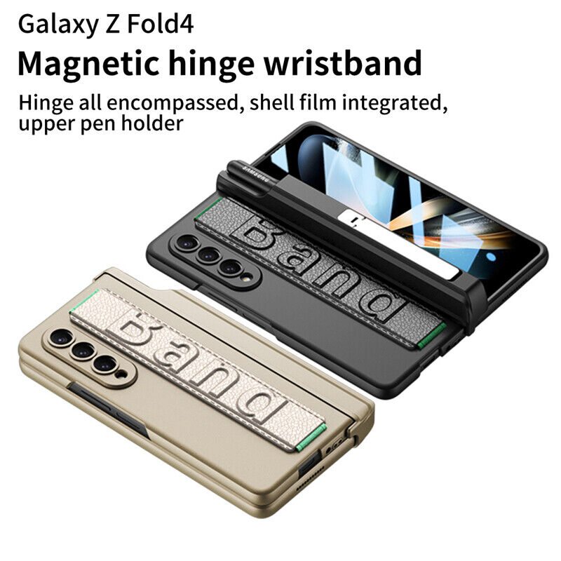 Samsung Galaxy Z Fold 4 Kicktand Wristband Case Pen Holder & Front Screen Guard