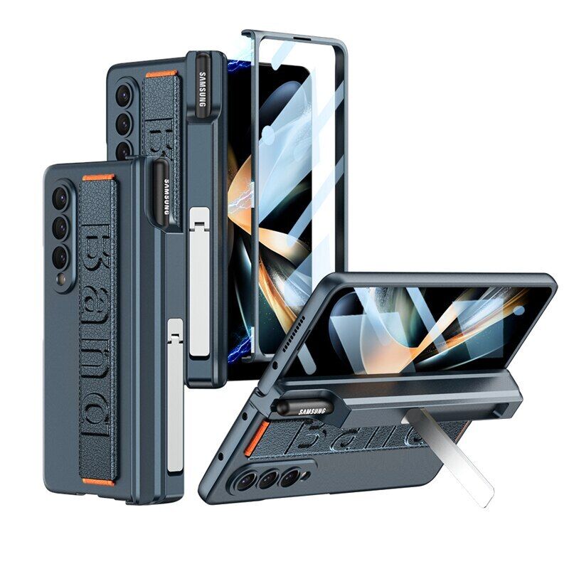 Samsung Galaxy Z Fold 3 Kicktand Wristband Case Pen Holder & Front Screen Guard