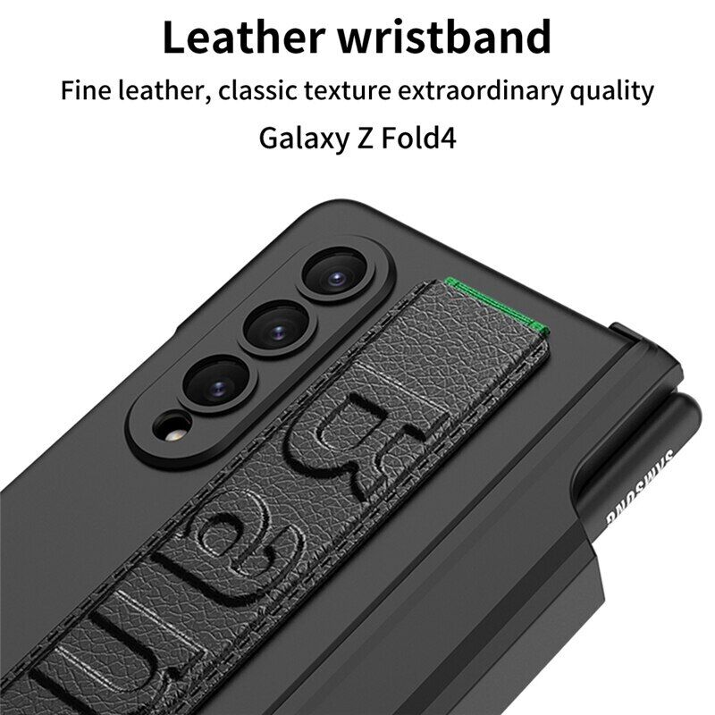 Samsung Galaxy Z Fold 4 Kicktand Wristband Case Pen Holder & Front Screen Guard