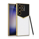Samsung Galaxy S23 Ultra Luxury Electroplated Leather Case Cover