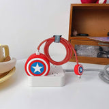Super Hero Shield Theme Silicone Cable Protector and Adapter Case For iPhone Charger
