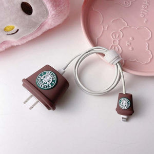 Starbucks Coffee Silicone Cable Protector and Adapter Case For iPhone Charger