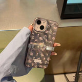 iPhone Floral Design Ribbon Heart Stone Case Cover