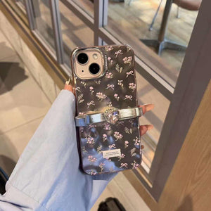 iPhone Floral Design Ribbon Heart Stone Case Cover