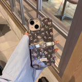 iPhone Floral Design Ribbon Heart Stone Case Cover
