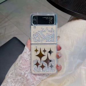 Samsung Galaxy Z Flip 4 Floating Shimmer Case Cover Rose And Sparkle Design