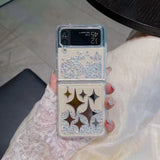 Samsung Galaxy Z Flip 4 Floating Shimmer Case Cover Rose And Sparkle Design