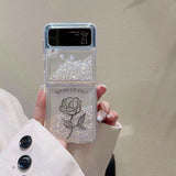 Samsung Galaxy Z Flip 4 Floating Shimmer Case Cover Rose And Sparkle Design