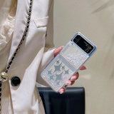 Samsung Galaxy Z Flip 4 Floating Shimmer Case Cover Rose And Sparkle Design