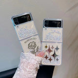 Samsung Galaxy Z Flip 4 Floating Shimmer Case Cover Rose And Sparkle Design