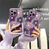 iPhone Beautiful Purple Glossy Floral With Kickstand Case Cover
