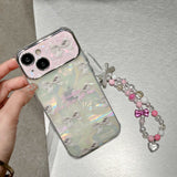 iPhone 15 Series Bowknot Ribbon Marble With Pendant Holder