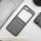 Samsung Galaxy Z Flip 5 Woven Pattern PU Leather Cardholder Case