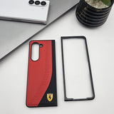 Samsung Galaxy Z Fold 5 Sports Car FR Dotted Pattern PU Leather Case