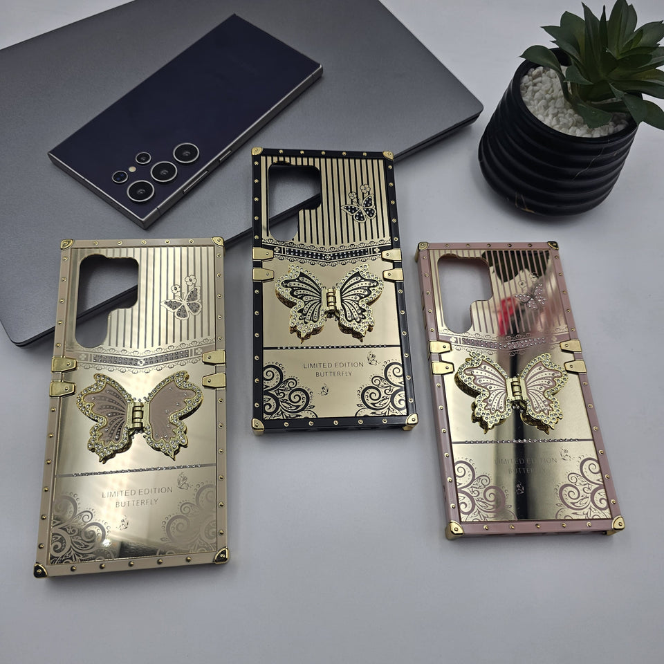 Samsung Galaxy S25 Ultra Butterfly Diamond Shimmer Design Trunk Case