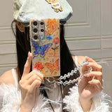 Samsung Galaxy S25 Ultra 3D Painting Butterfly Design Case Sling Strap