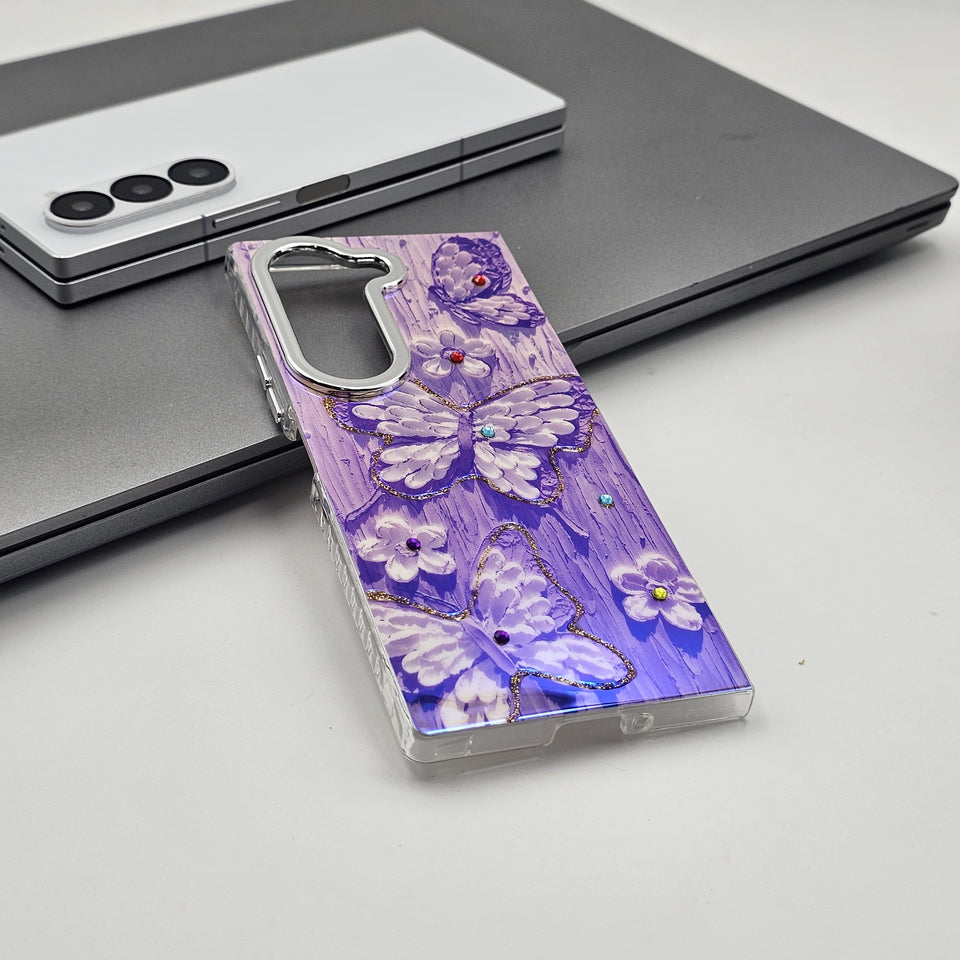 Samsung Galaxy Fold 6 3D Butterfly Painting Shimmer Case