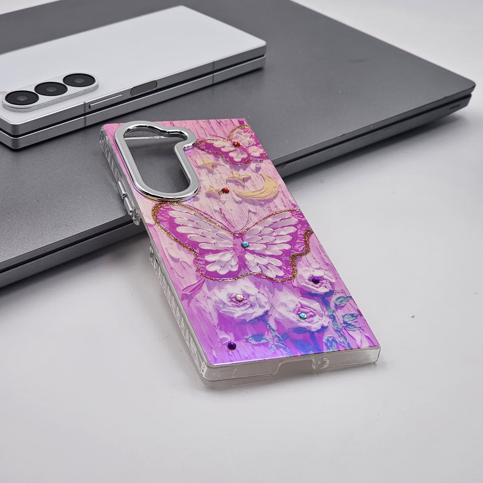 Samsung Galaxy Fold 6 3D Butterfly Painting Shimmer Case