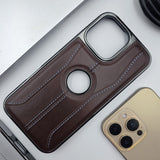 iPhone 3 Stripe Stitched Leather Case Minimalistic Design