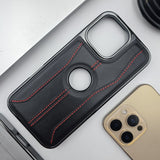 iPhone 3 Stripe Stitched Leather Case Minimalistic Design