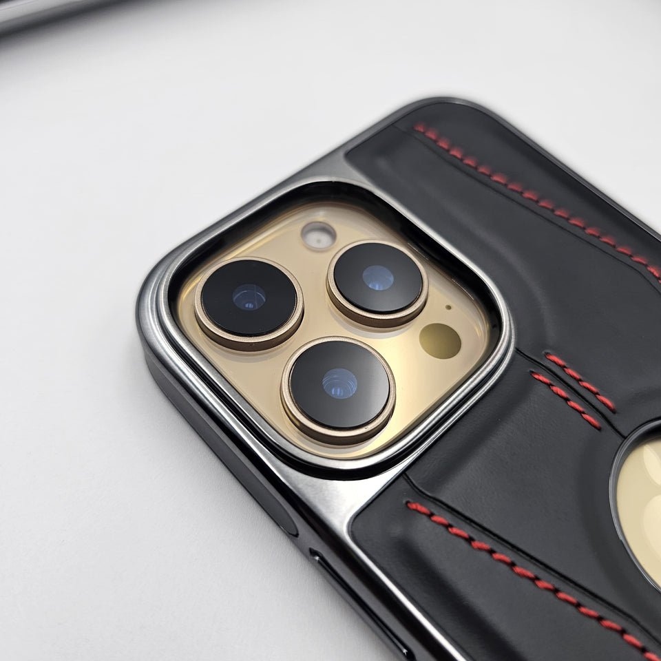 iPhone 3 Stripe Stitched Leather Case Minimalistic Design