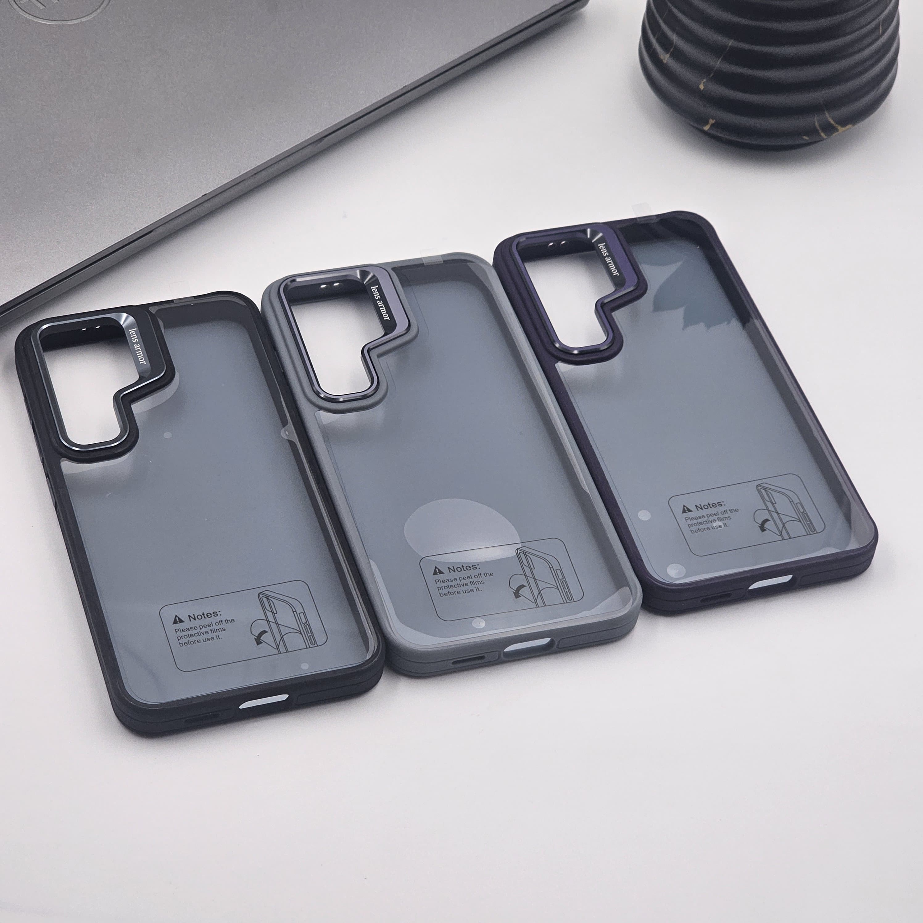 Samsung Galaxy S25 Plus Smokey Finish Transparent Metal Camera Bump Case