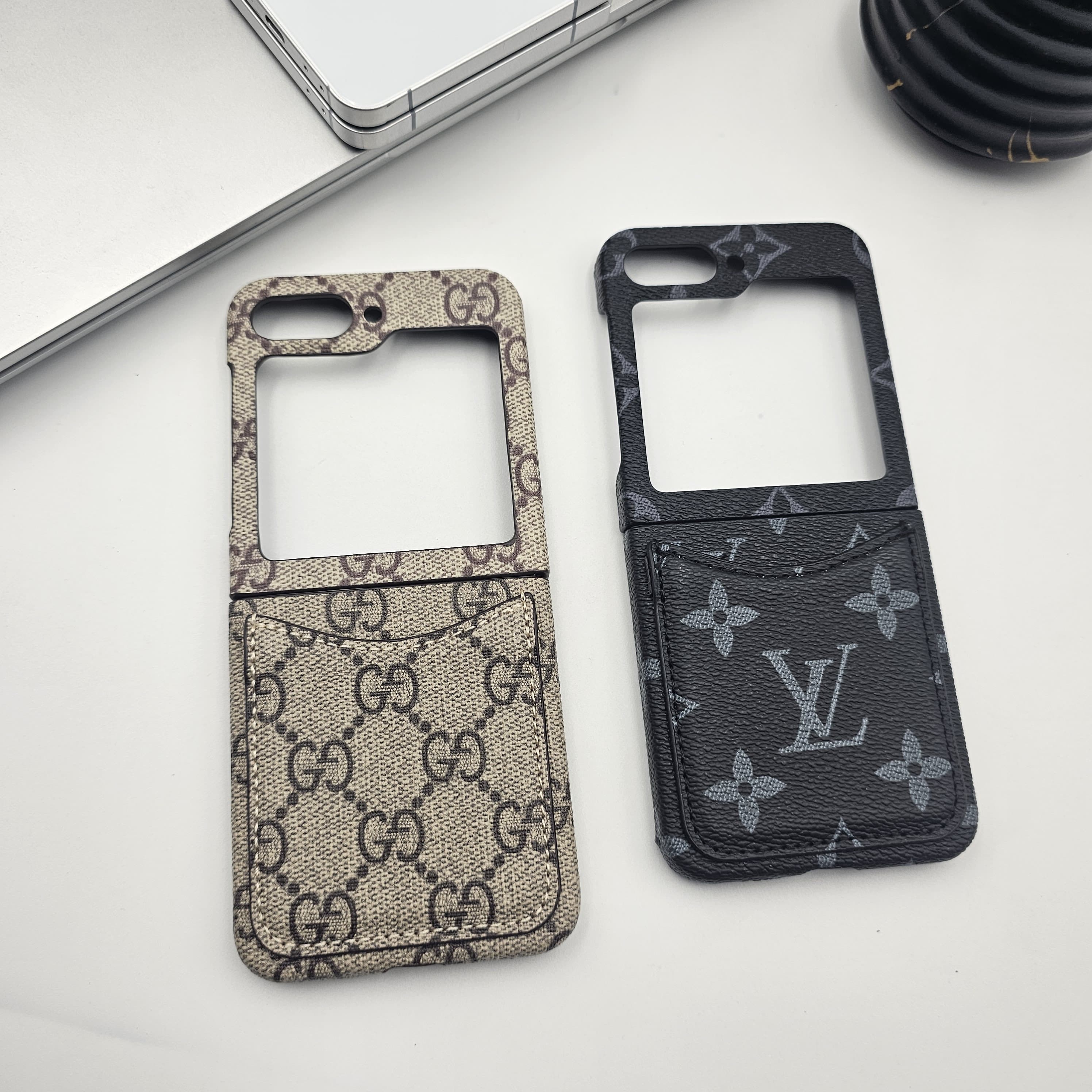 Samsung Galaxy Z Flip 7 FE Luxury Brand Cardholder Leather Case