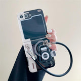 Vintage Camera Case with Flash & Sling for Samsung Galaxy Z Flip 6 | Retro Design | Functional LED Light