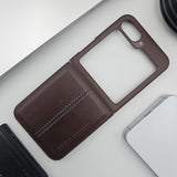 Samsung Galaxy Z Flip 7 FE Stitch Leather Case with Velvet Lining – Premium Protective Flip Cover