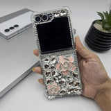 Bling Case with Rose Design & Rhinestones For Samsung Galaxy Z Flip 6 | Luxury Crystal Cover