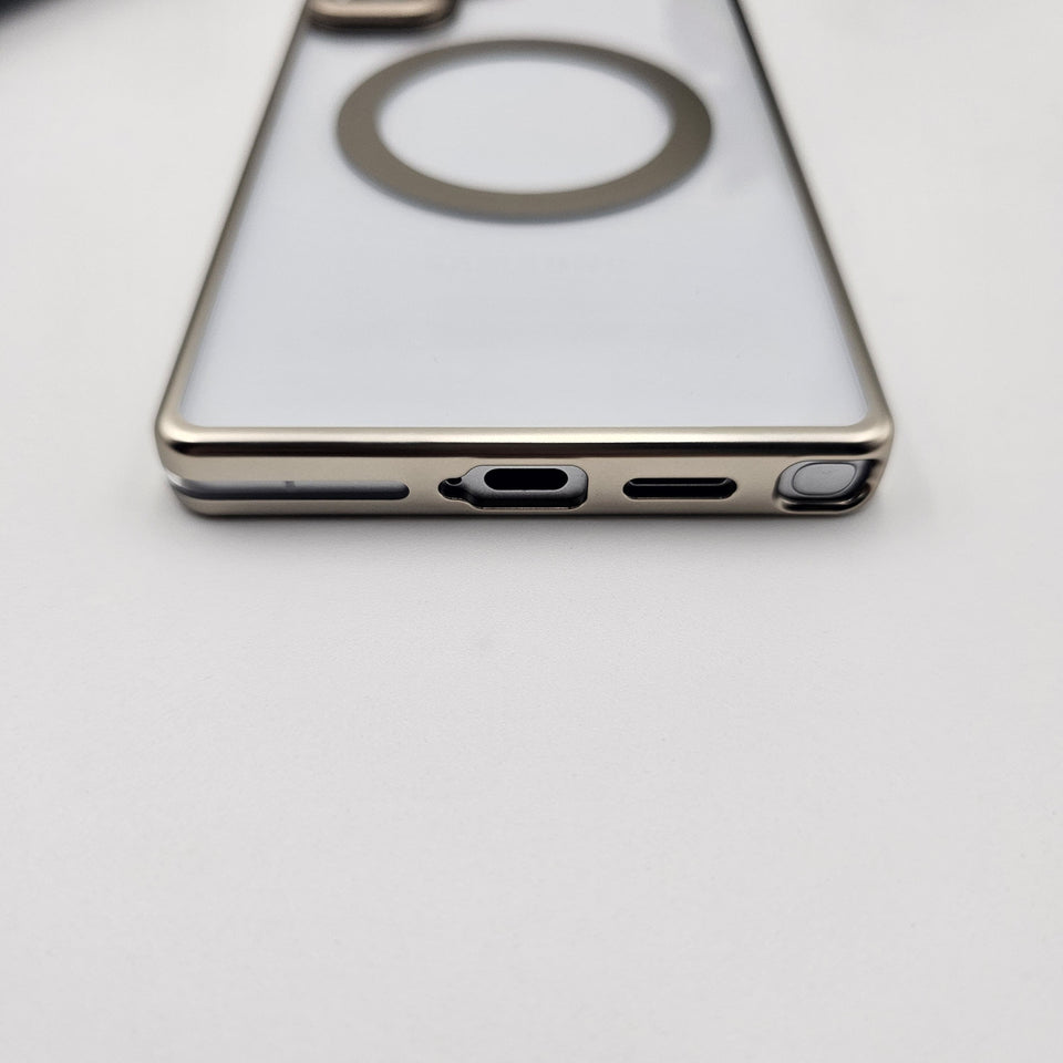 Samsung Galaxy S25 Ultra Nautral Titanium Raised Metal Bezel Hard PC Magsafe Case